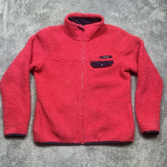 Columbia Women's Mountainside Sherpa Fleece Full Zip Jacket - LARGE - Pink -EUC - Picture 1 of 13